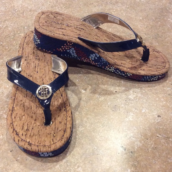 tommy hilfiger cork wedge sandals